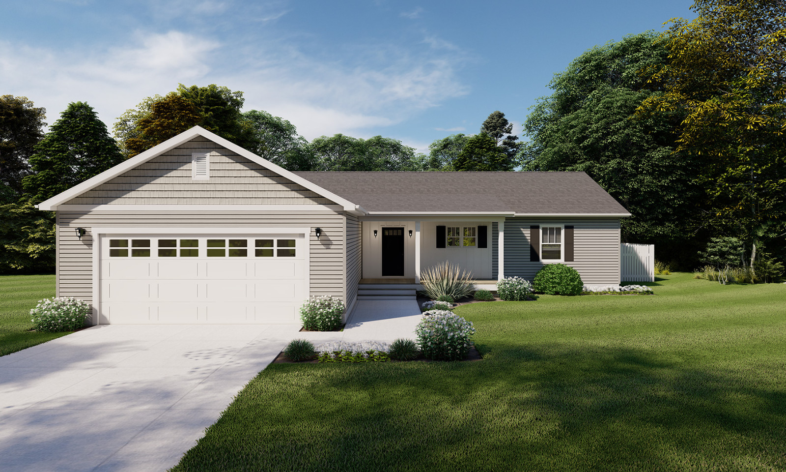 ranch houses Front Garage Exterior 01